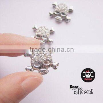 Free Shipping DIY Rhinestone Skull Slide Charm