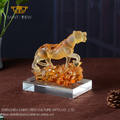 Company Annual Crystal Meeting Gift 2022 Liuli Tiger Year Luxury Marketing Souvenir Sculpture photo-3