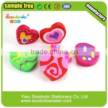 Kids Extruded Office love heart shaped flat erasers