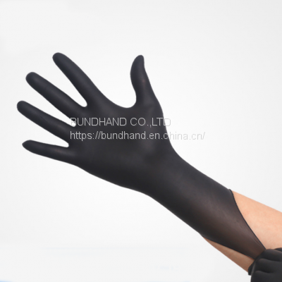 China Hair Salon Beauty Black Nitrile Exam Gloves / Black Nitrile Examination Gloves factory