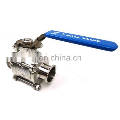 Stainless Steel Sanitary 3PC Non Retention Clamp Manual Ball Valve