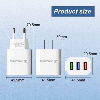 Hot Sale Quick Charger 2a 3 Ports USB Charger for Mobile Phone Chargers Fast Charging Wall Adapter for Iphone Huawei photo-5
