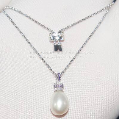 S925 Sterling Silver Necklace Women's Pearl Collarbone Chain photo-4