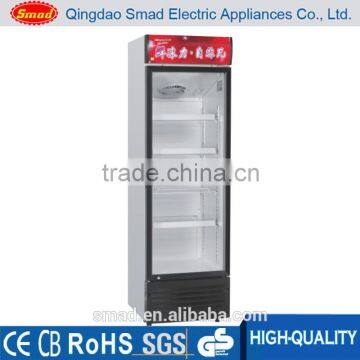 Compressor cooling single glass door upright refrigerated showcase