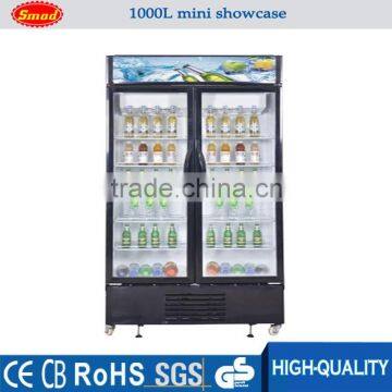 1000L Upright Two Glass Door Showcase Refrigerator