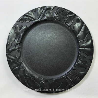 Western Dinner Plate Wedding Hotel Party Decorative Plastic Charger Plates Black