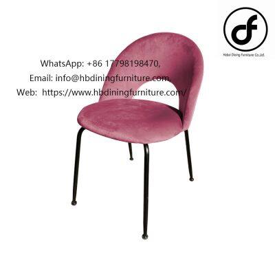 Velvet Pink Metal Leg Dining Chair