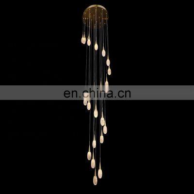 Modern luxury crystal spiral chandelier staircase crystal long chandeliers stair pendant lights