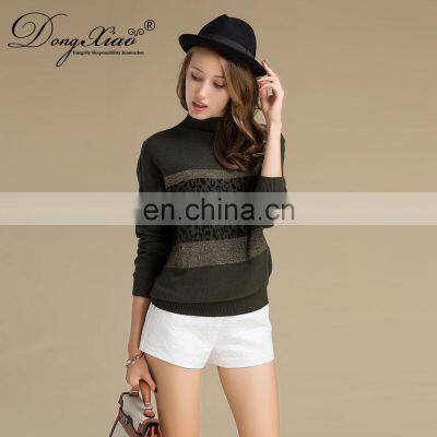 Women's Preppy Style Jacquard Leopard Knitted Cashmere Sweater O-Neck With Autumn Style ODM Supply for Winter Season photo-5