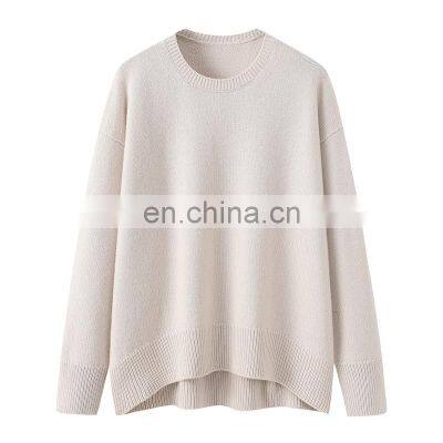 Custom Knitted Pure Cashmere Sweater Women Plus Size Neck Solid Color Casual Style Breathable Autumn Winter Seasons ODM Supply