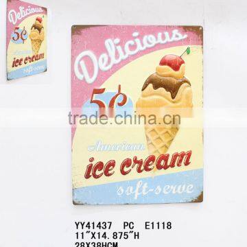 Antique ice cream embossed metal tin signs, 3D custom metal signs