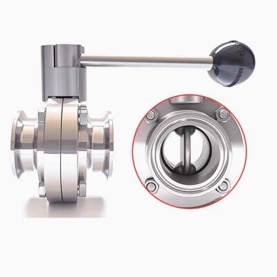 Food Grade Stainless Steel Sanitary butterfly Valve With Ferrule Tri Clamp SS304 316 Quick Install Manual Type butterfly Valve