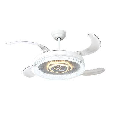 42′′ Chandelier Modern Pendant Lights Golden Silver Retractable Invisible LED Ceiling Fan Light with LED Light and Remote Control