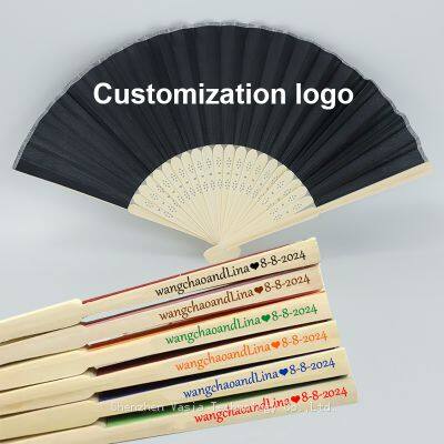 High Quality Personalized Custom Printing Wedding Bamboo Round Folding Hand Fan