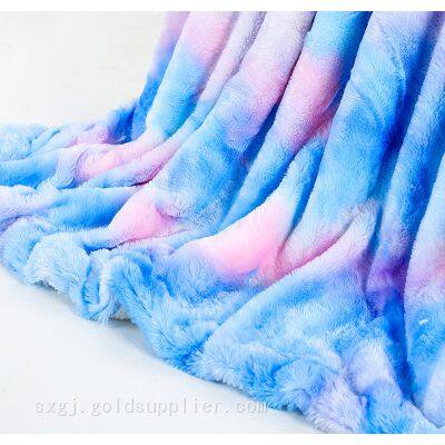 Tie Dye Bonded Sherpa Fleece Fabric Blanket - Artisan-Crafted Color Bursts with Double-Layer Comfort