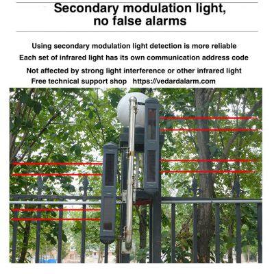Solar-powered 4-beams Active Wireless Infrared Light Wall Anti-Theft Outdoor Detector Wireless Alarm