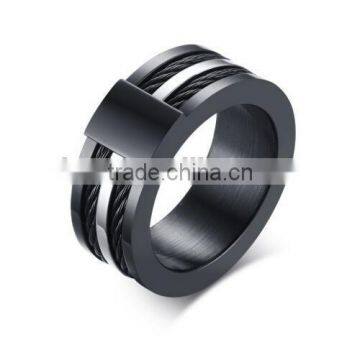 Men's Creative 316l Stainless Steel Black Classic Wire Ring Band Polished, New Design Stainless Steel Wire Ring