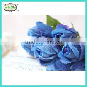 45cm real touch silk fake blue roses