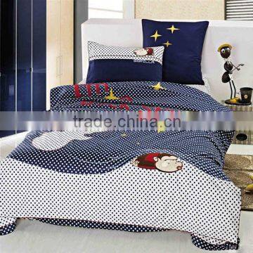 Embroidery Star Bedding Cotton Child Duvet Cover Bed Set 205TC In Navy Color