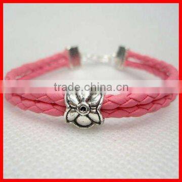 fashion braided rope bracelet leather rope with bead