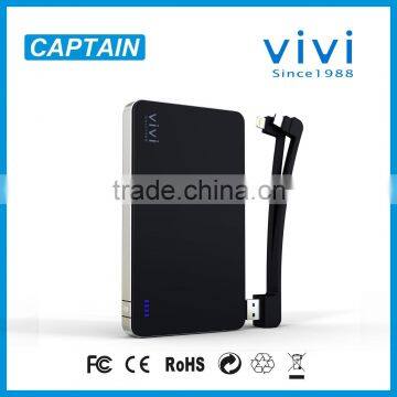 external mobile phone battery 8000mah built-in cable