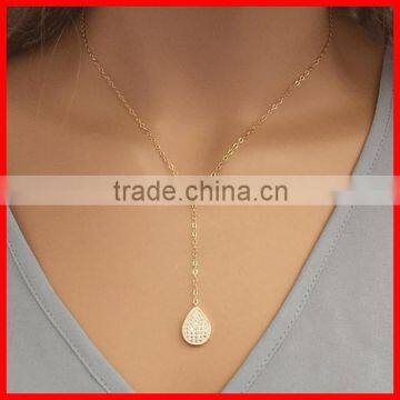 Sterling Silver gold plated lateset design micro pave tear drop new model necklace chain