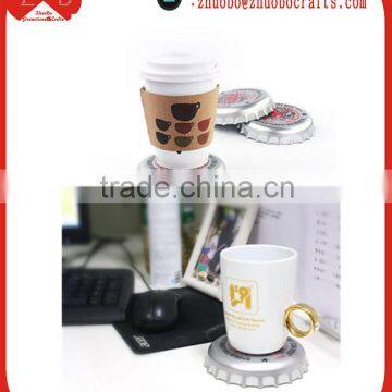 PVC printing logo creative promotion gift coaster in beer opener shape