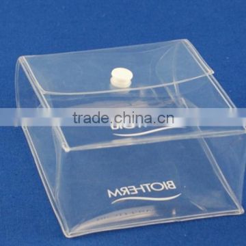 Wholesale cheap price clear pvc plastic bag with snap button small clear plastic cosmetic bag with snap botton