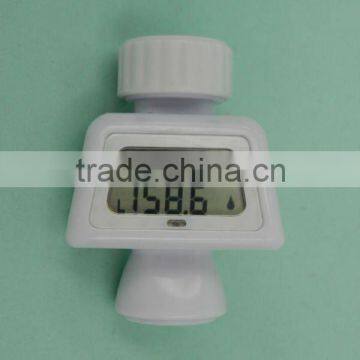 Faucet thermometer with water meter and timer