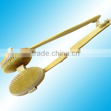 natural bristle wooden brush with long handle