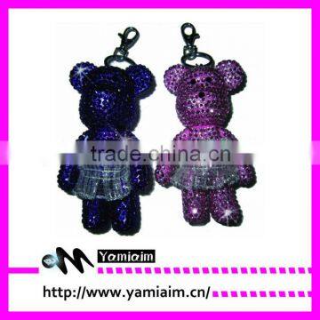 Rhinestone bear with skirt keychain