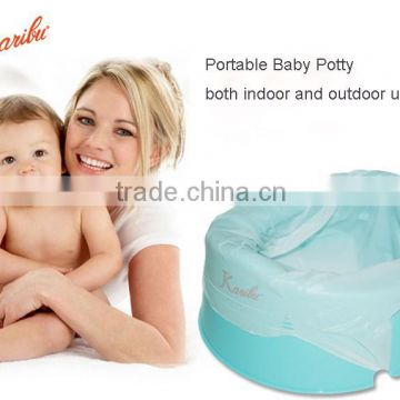 PM1829 High Quality Eco-frienfly Foldable Plastic Baby Travel Potty with diaposable nappy Liners