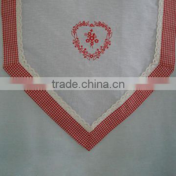 Triangle curtain with lace and embroidery and rod pocket