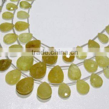 Yellow Aquamarine Faceted Pear Shape Beads photo-2