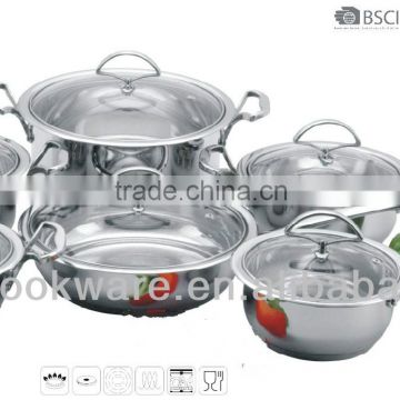 12Pcs Geman Technologic Induction Bottom Stainless Steel Cooking Pot