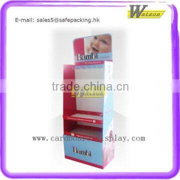 Supermarket Cardboard Floor Hook Stand Promotion Products Display