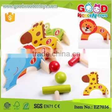 100% Brand New Children's Wooden Intelligence Animal Croquet Toys