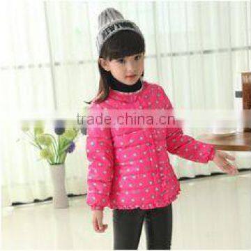 2015 New girl dot winter clothes snow down jacket kids velvet warm child clothes wholesale winter coat children (ulik-J024)