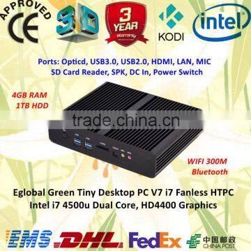 4GB RAM 1TB HDD Intel i7 4500u Mini PC Fanless Haswell DC 12V Gigabit Networking 2 NIC 4 USB3.0