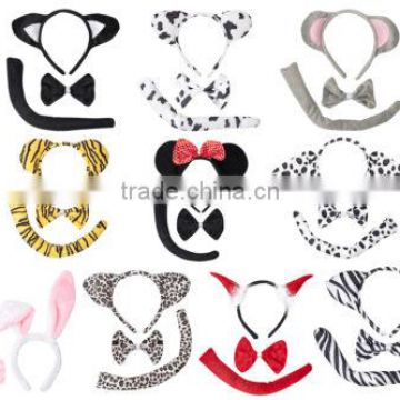 Cute Animal Tail & Ear Headband 3 pcs Bow Tie Tail Party Bunny Leopard Cat H120