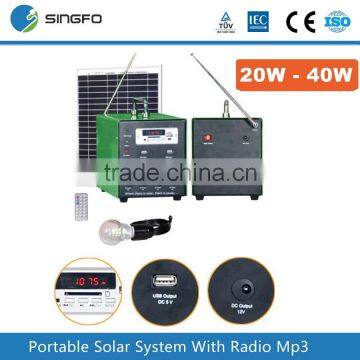 SFPS202 Portable off grid 20W 30W Solar pv kit with MP3 Radio