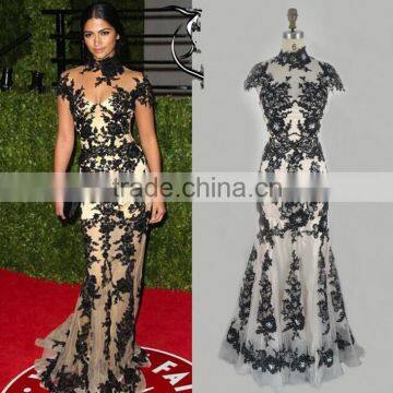 Sexy Zuhair Murad Black Embroidery Red Carpet Dress Floor Length Gown Dress For Party Vestidos Femininos TPD316