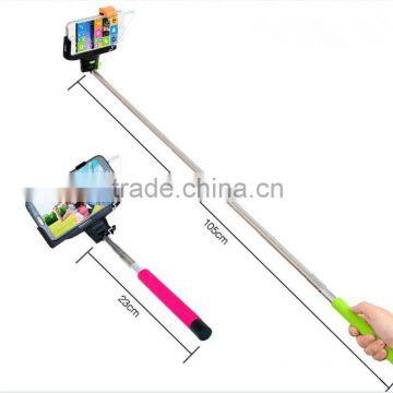 Mobile selfie stick with cable ,extendable hand monopod for amdriod and ISO smartphone