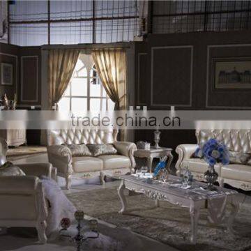 Home Living Room Furniture/ 1+2+3 Leather Sofa Set/ Leather Sex Carved Sofa Set L368