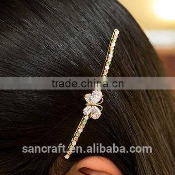 Two colors fine decorative big pearl butterfly rhinestone hair claw