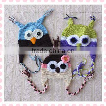 wholesale elastic winter stocking hats baby girl's owl design