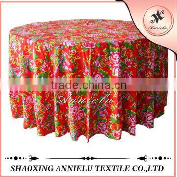 Hot sale 100%cotton red peony printed table cloth