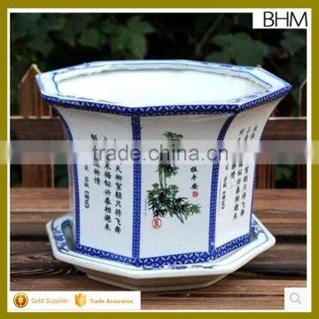 China unique porcelain flower pot set ceramic 6 blue and white vase for garden decor