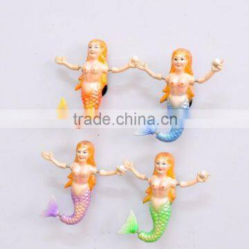 Pearl Powder 4 inch Plastic Nude Small Mermaid Girls Figures Ornament, Mini Mermaid Statue