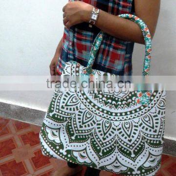 Indian Black and White Mandala Bag Cotton Shopping Purse Women Handbags